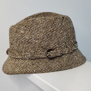 Herbert Johnson Brooks Brothers Brown Wool Tweed Fedora Hat Size 7 3/8